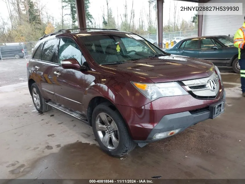 2007 Acura Mdx Sport Package VIN: 2HNYD28827H539930 Lot: 40818546