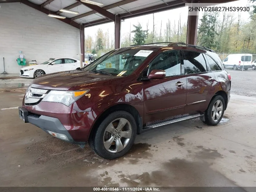 2007 Acura Mdx Sport Package VIN: 2HNYD28827H539930 Lot: 40818546