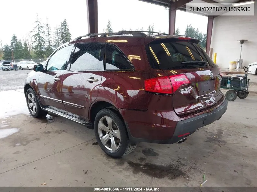 2007 Acura Mdx Sport Package VIN: 2HNYD28827H539930 Lot: 40818546