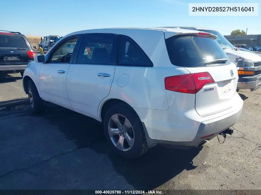 2007 Acura Mdx Sport Package VIN: 2HNYD28527H516041 Lot: 40825790