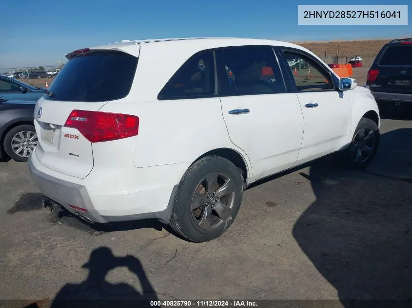 2007 Acura Mdx Sport Package VIN: 2HNYD28527H516041 Lot: 40825790