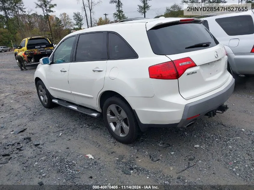 2007 Acura Mdx Sport Package VIN: 2HNYD28547H527655 Lot: 40870405