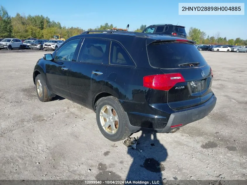 2008 Acura Mdx Sport VIN: 2HNYD28898H004885 Lot: 12099540