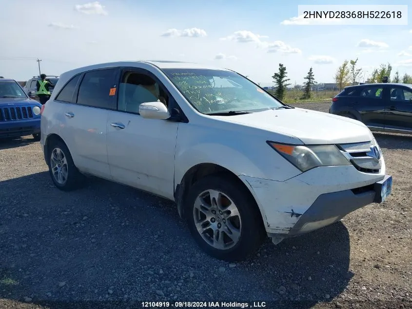 2008 Acura Mdx Technology VIN: 2HNYD28368H522618 Lot: 12104919