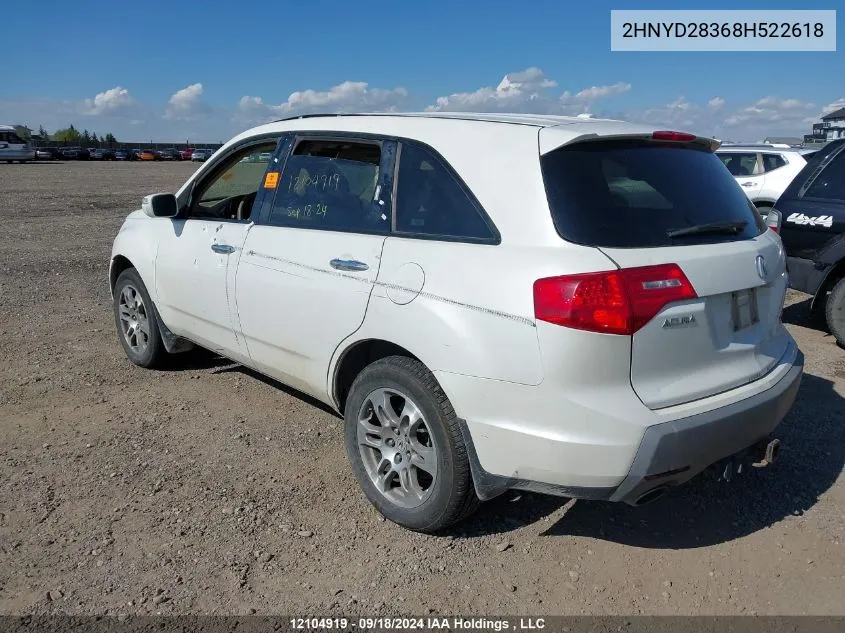 2008 Acura Mdx Technology VIN: 2HNYD28368H522618 Lot: 12104919