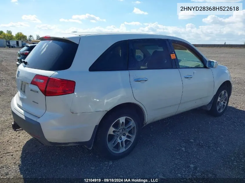 2008 Acura Mdx Technology VIN: 2HNYD28368H522618 Lot: 12104919