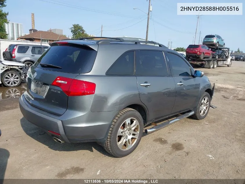 2008 Acura Mdx VIN: 2HNYD28588H005516 Lot: 12113536