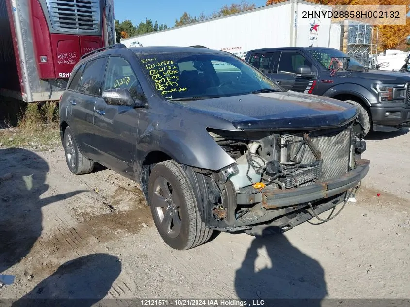 2008 Acura Mdx VIN: 2HNYD28858H002132 Lot: 12121571