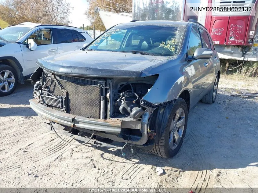 2008 Acura Mdx VIN: 2HNYD28858H002132 Lot: 12121571