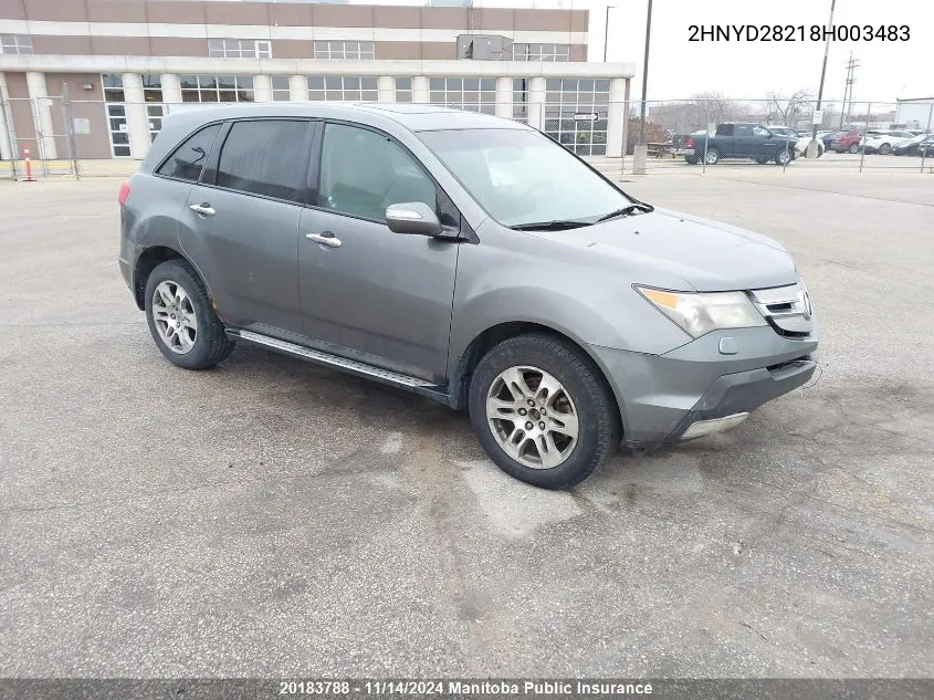 2008 Acura Mdx VIN: 2HNYD28218H003483 Lot: 20183788