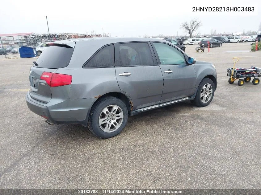 2008 Acura Mdx VIN: 2HNYD28218H003483 Lot: 20183788