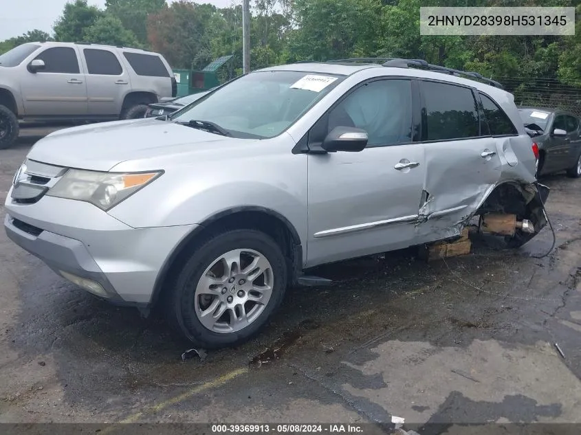 2008 Acura Mdx Technology Package VIN: 2HNYD28398H531345 Lot: 39655420