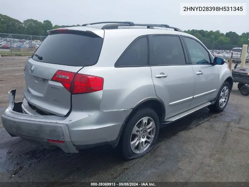 2008 Acura Mdx Technology Package VIN: 2HNYD28398H531345 Lot: 39655420