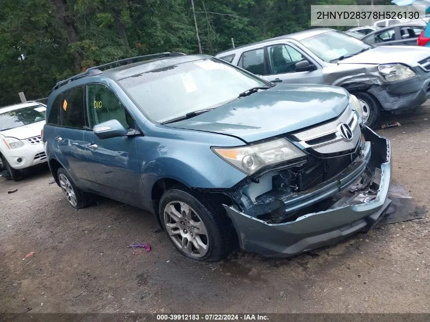 2008 Acura Mdx Technology Package VIN: 2HNYD28378H526130 Lot: 39912183