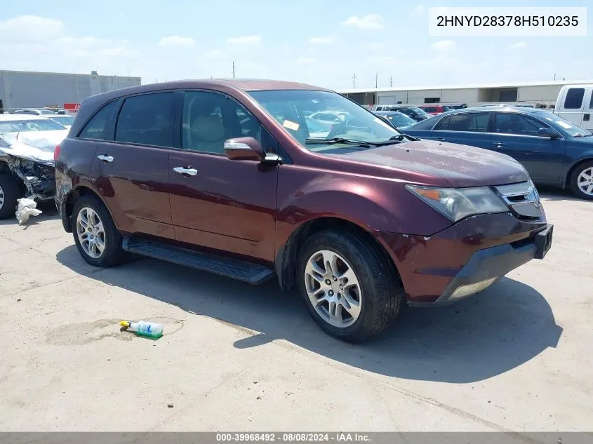 2008 Acura Mdx Technology Package VIN: 2HNYD28378H510235 Lot: 39968492