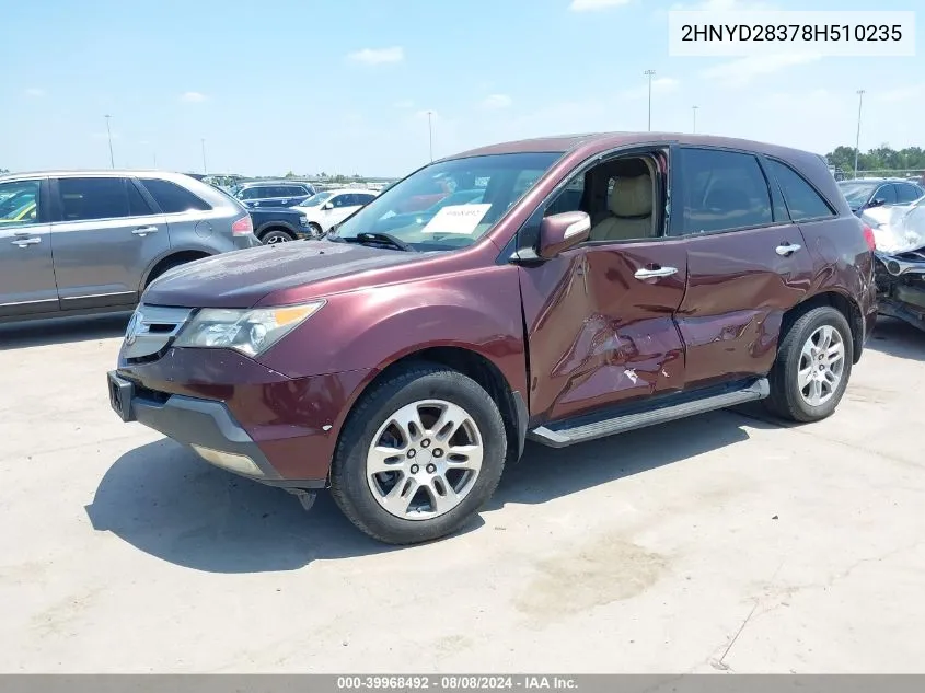 2008 Acura Mdx Technology Package VIN: 2HNYD28378H510235 Lot: 39968492