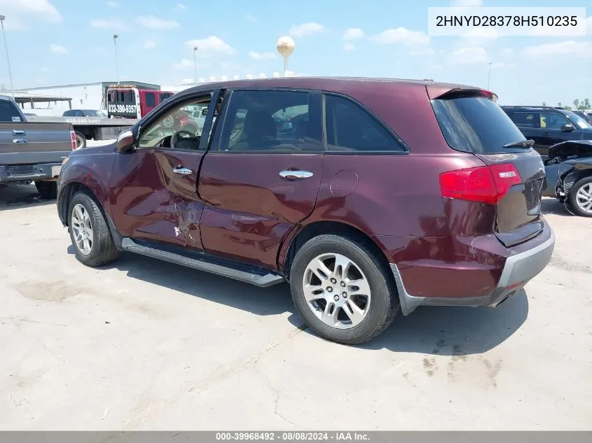 2008 Acura Mdx Technology Package VIN: 2HNYD28378H510235 Lot: 39968492