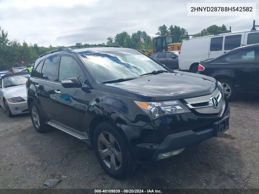 2008 Acura Mdx Sport Package VIN: 2HNYD28788H542582 Lot: 40109839