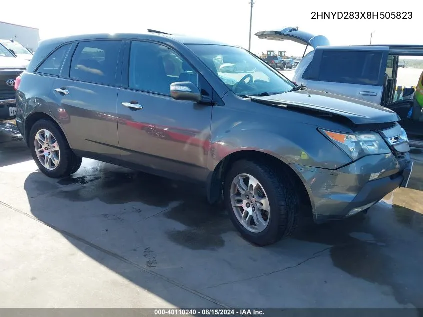 2008 Acura Mdx Technology Package VIN: 2HNYD283X8H505823 Lot: 40110240