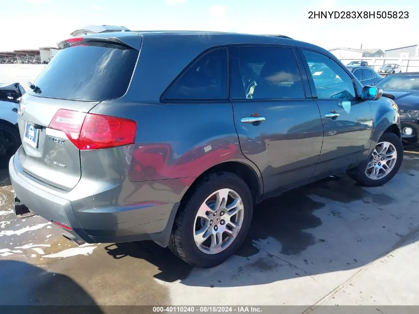 2008 Acura Mdx Technology Package VIN: 2HNYD283X8H505823 Lot: 40110240