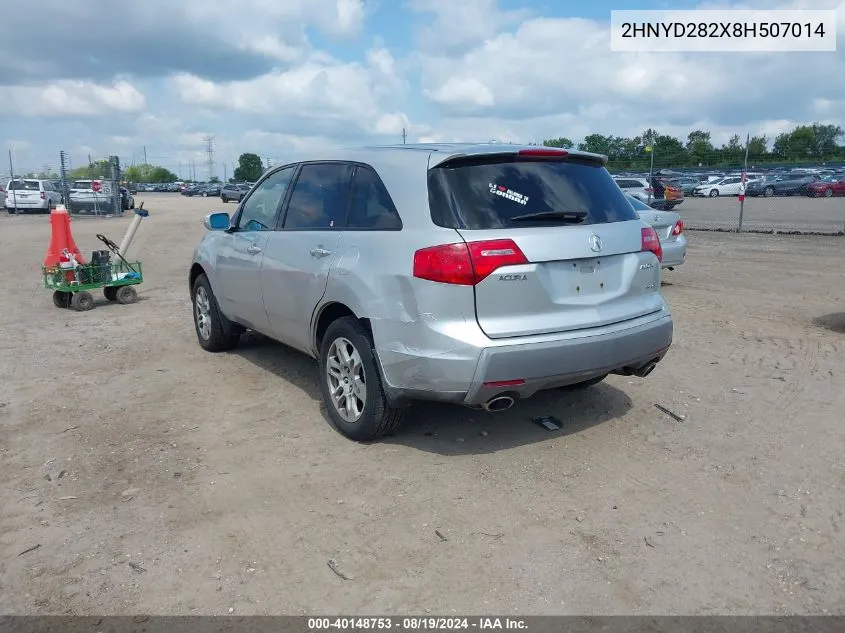 2008 Acura Mdx VIN: 2HNYD282X8H507014 Lot: 40148753