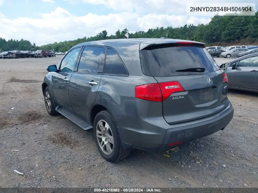 2008 Acura Mdx Technology Package VIN: 2HNYD28348H506904 Lot: 40216992