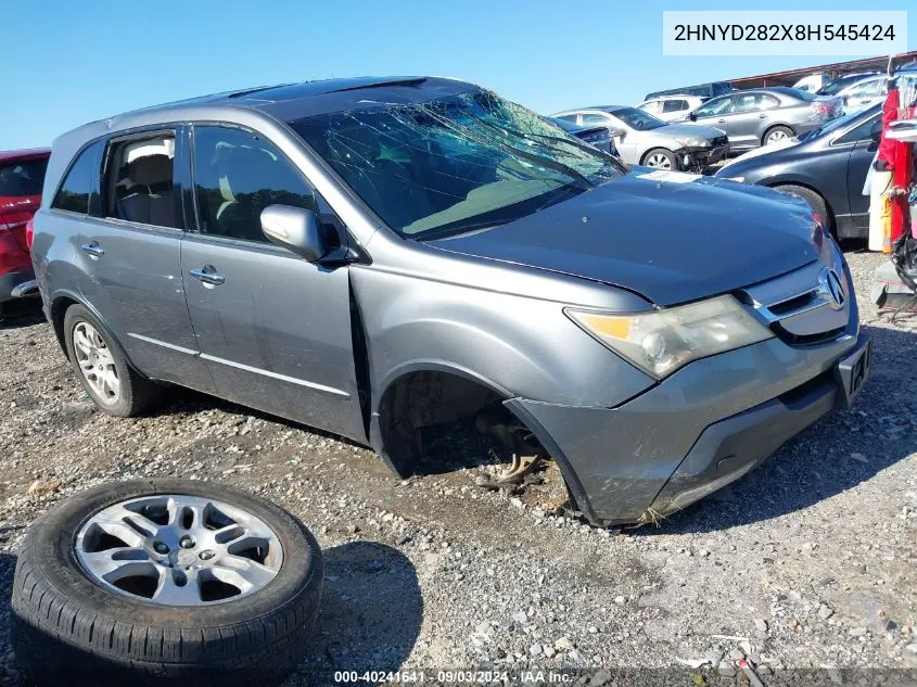 2008 Acura Mdx VIN: 2HNYD282X8H545424 Lot: 40241641