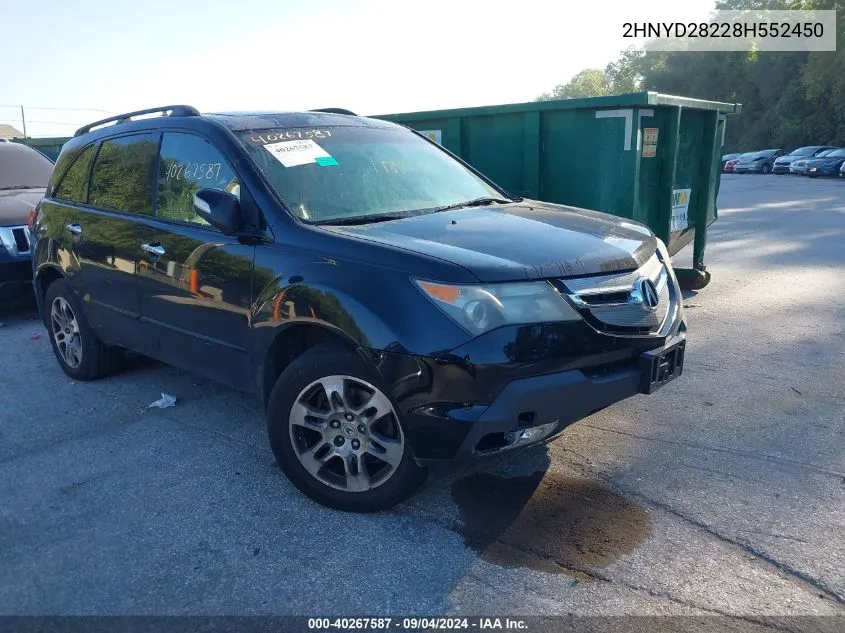 2008 Acura Mdx VIN: 2HNYD28228H552450 Lot: 40267587