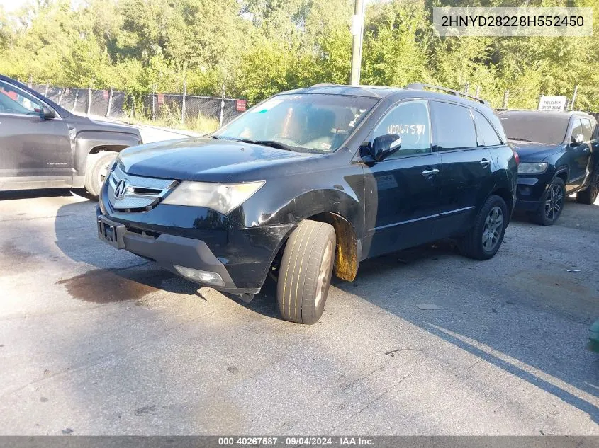 2008 Acura Mdx VIN: 2HNYD28228H552450 Lot: 40267587