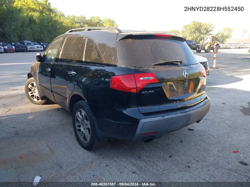 2008 Acura Mdx VIN: 2HNYD28228H552450 Lot: 40267587