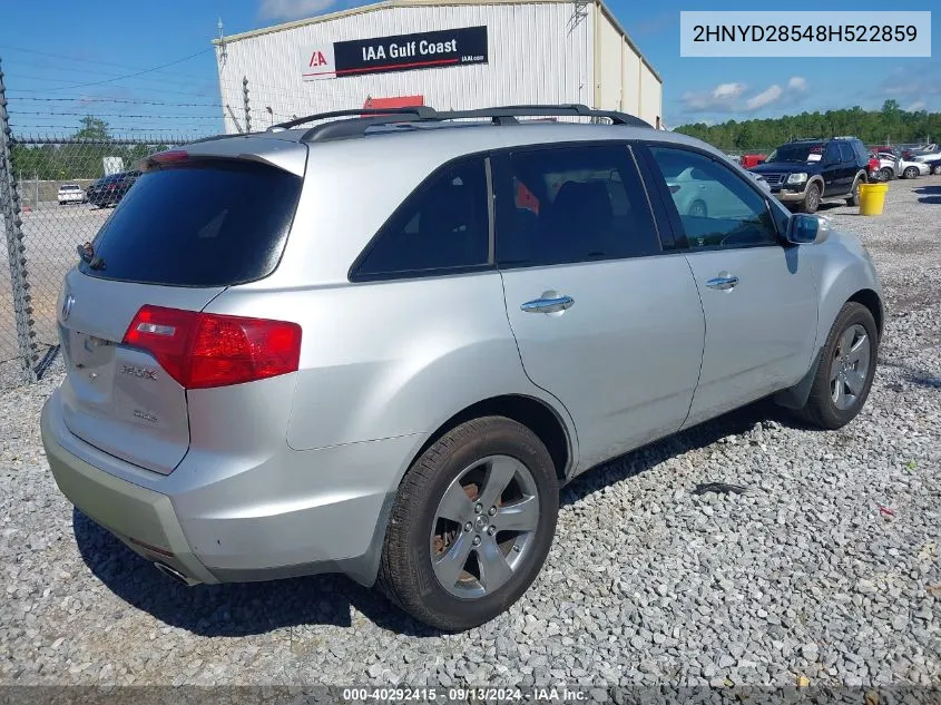 2008 Acura Mdx Sport Package VIN: 2HNYD28548H522859 Lot: 40292415