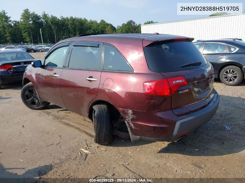 2008 Acura Mdx Technology VIN: 2HNYD28388H519705 Lot: 40299229