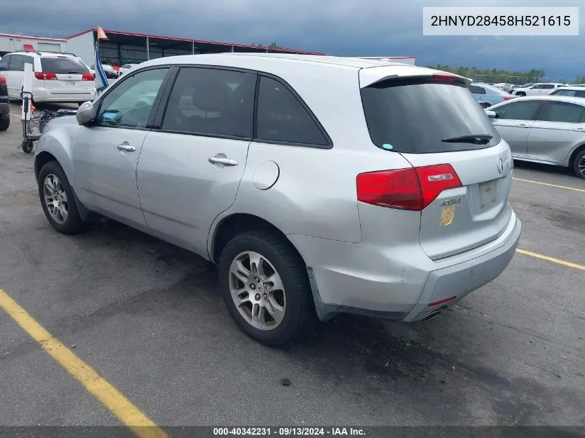 2008 Acura Mdx Technology Package VIN: 2HNYD28458H521615 Lot: 40342231