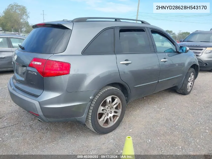 2008 Acura Mdx Technology Package VIN: 2HNYD28628H543170 Lot: 40358203