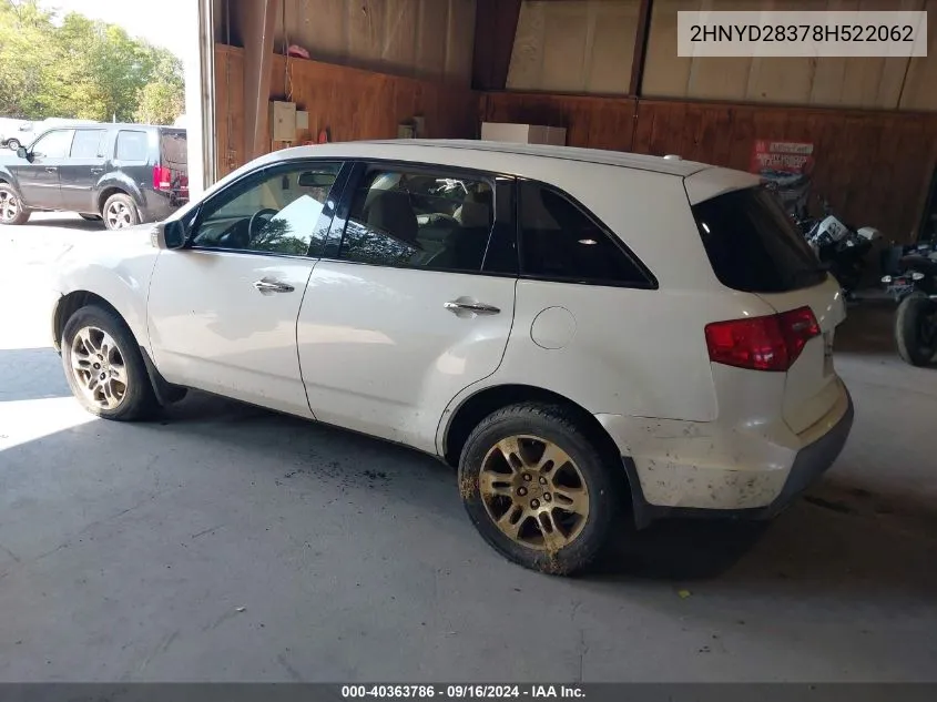 2008 Acura Mdx Technology Package VIN: 2HNYD28378H522062 Lot: 40363786