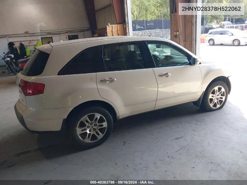 2008 Acura Mdx Technology Package VIN: 2HNYD28378H522062 Lot: 40363786