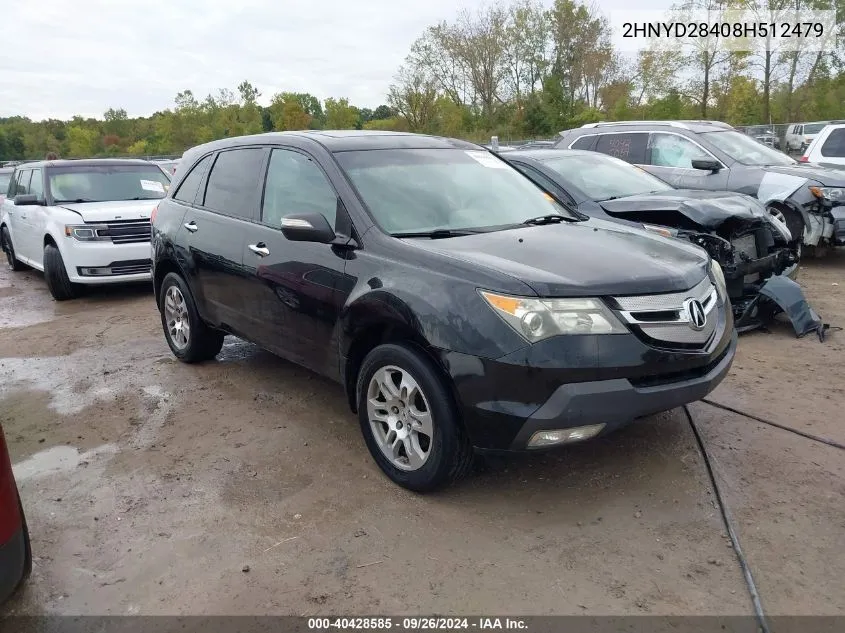 2008 Acura Mdx Technology Package VIN: 2HNYD28408H512479 Lot: 40428585