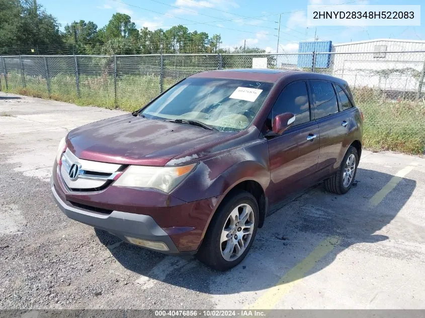 2008 Acura Mdx Technology Package VIN: 2HNYD28348H522083 Lot: 40476856