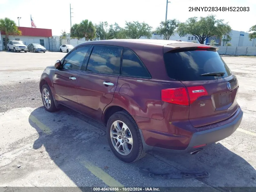 2008 Acura Mdx Technology Package VIN: 2HNYD28348H522083 Lot: 40476856