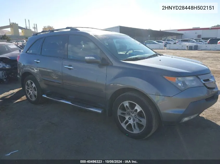 2008 Acura Mdx Technology Package VIN: 2HNYD28448H502151 Lot: 40496323