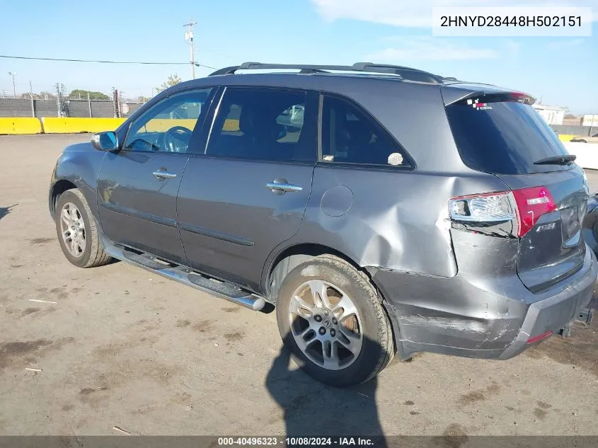 2008 Acura Mdx Technology Package VIN: 2HNYD28448H502151 Lot: 40496323