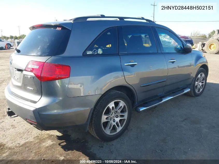 2008 Acura Mdx Technology Package VIN: 2HNYD28448H502151 Lot: 40496323