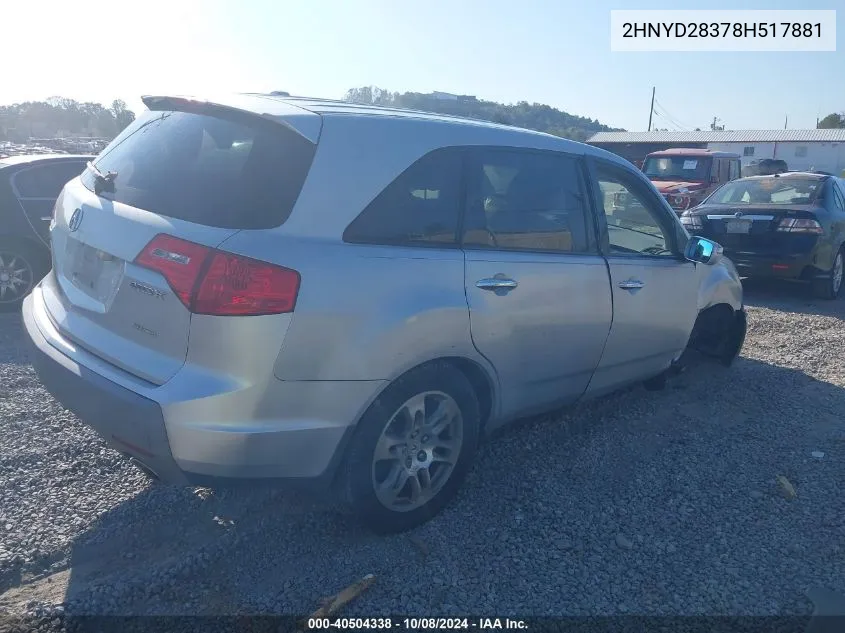 2008 Acura Mdx Technology VIN: 2HNYD28378H517881 Lot: 40504338