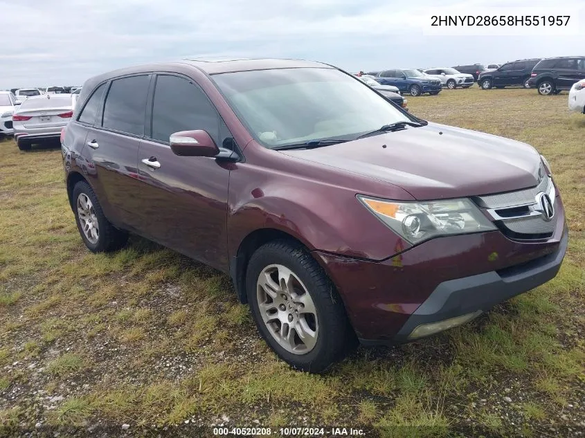 2008 Acura Mdx Technology Package VIN: 2HNYD28658H551957 Lot: 40520208