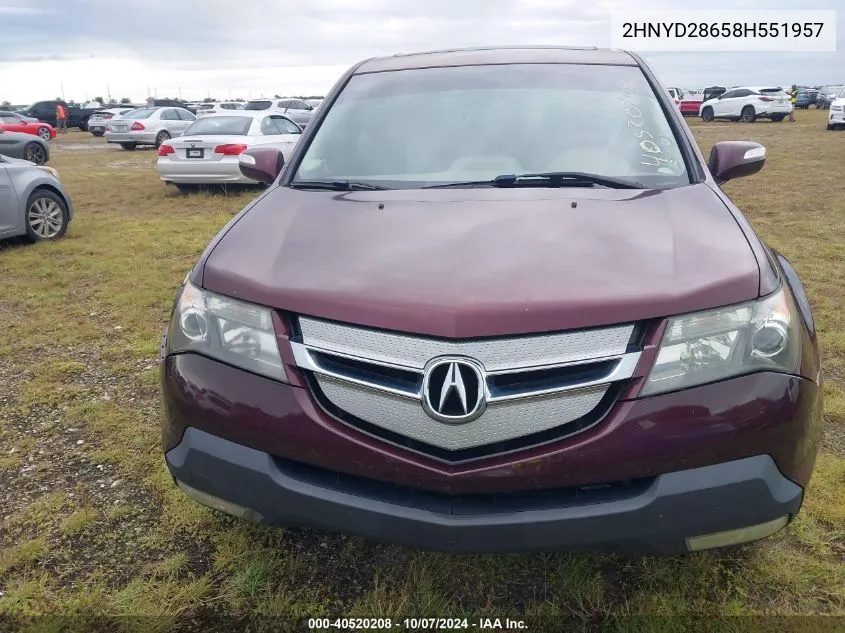 2008 Acura Mdx Technology Package VIN: 2HNYD28658H551957 Lot: 40520208