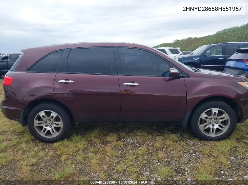 2008 Acura Mdx Technology Package VIN: 2HNYD28658H551957 Lot: 40520208