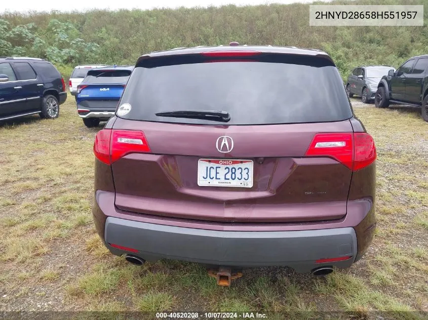 2008 Acura Mdx Technology Package VIN: 2HNYD28658H551957 Lot: 40520208