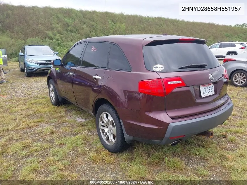 2008 Acura Mdx Technology Package VIN: 2HNYD28658H551957 Lot: 40520208