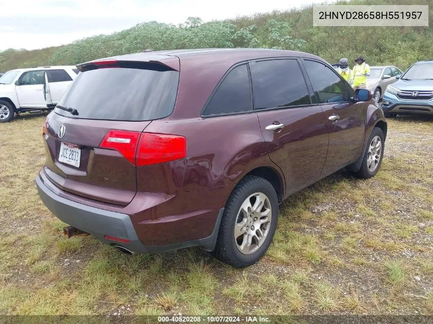 2008 Acura Mdx Technology Package VIN: 2HNYD28658H551957 Lot: 40520208