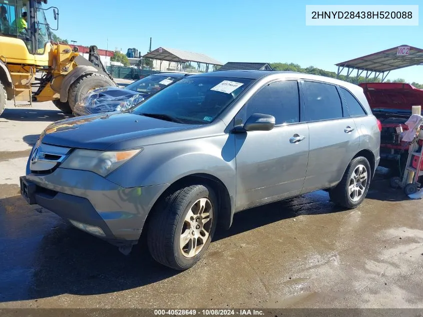 2008 Acura Mdx Technology VIN: 2HNYD28438H520088 Lot: 40528649